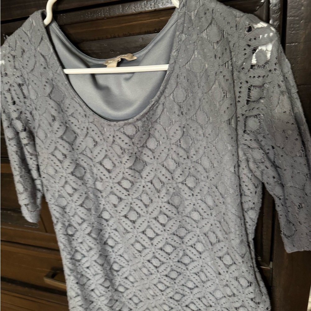 Elegant Gray Lace Women's Top